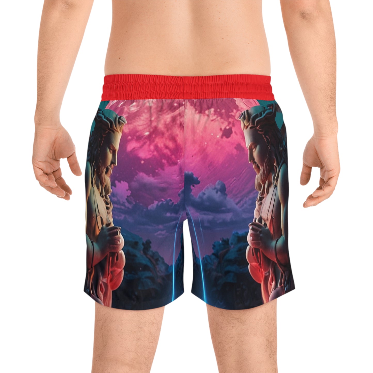 lightweight NVS Men's Mid-Length Swim Shorts (AOP)